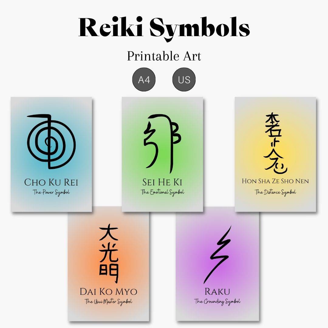 5 REIKI Symbols Printable Wall Art ESTHETICIANSPACE